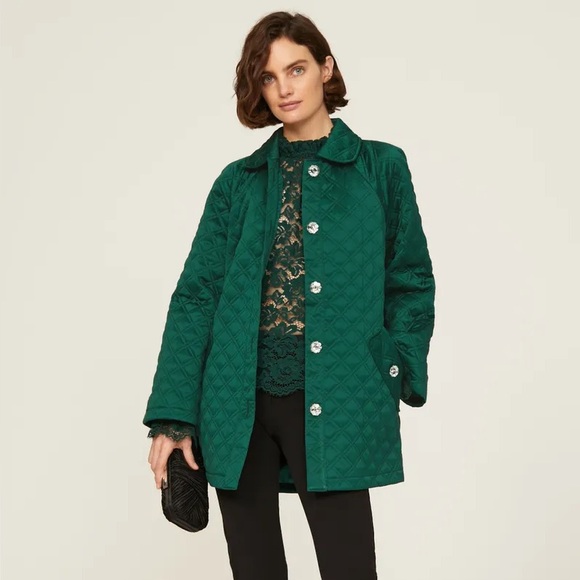 Hill House Jackets & Blazers - Hill House Deep Green Quilted Puffer Jacket